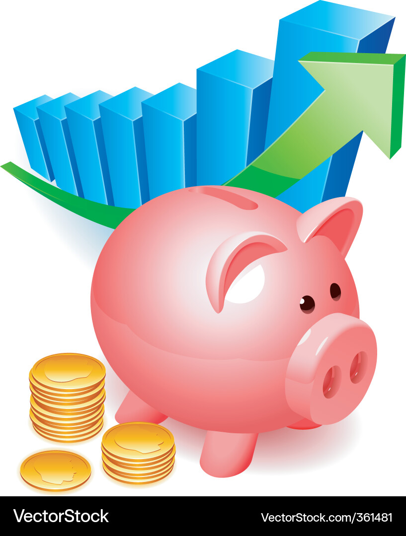 Piggy Bank with Coins and Chart Vector Image
