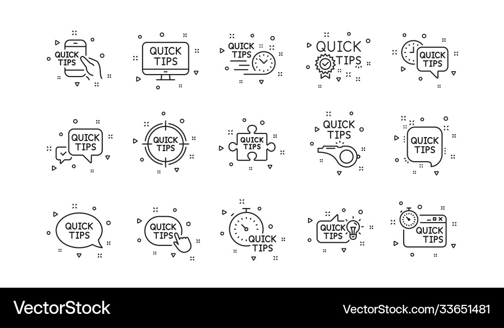 Quick tips line icons helpful tricks solution Vector Image