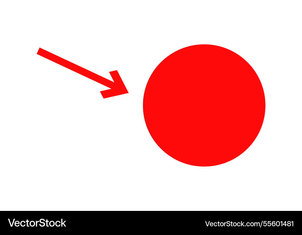 Red circle with arrow pointing towards vector image
