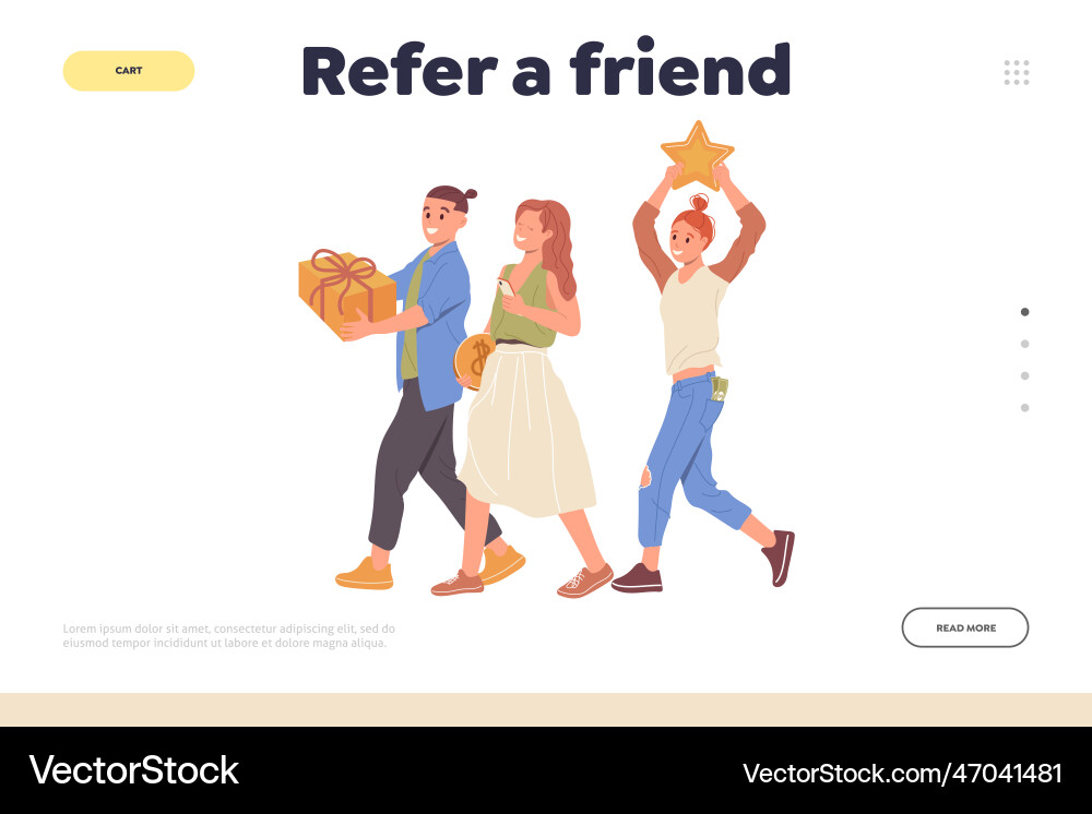 Refer friend landing page for online service Vector Image