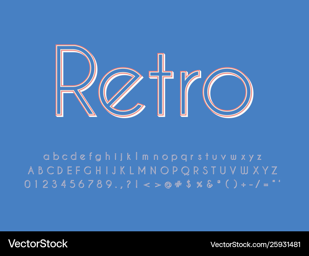 Retro font and alphabet stock Retro font and alphabet stock Vector Image