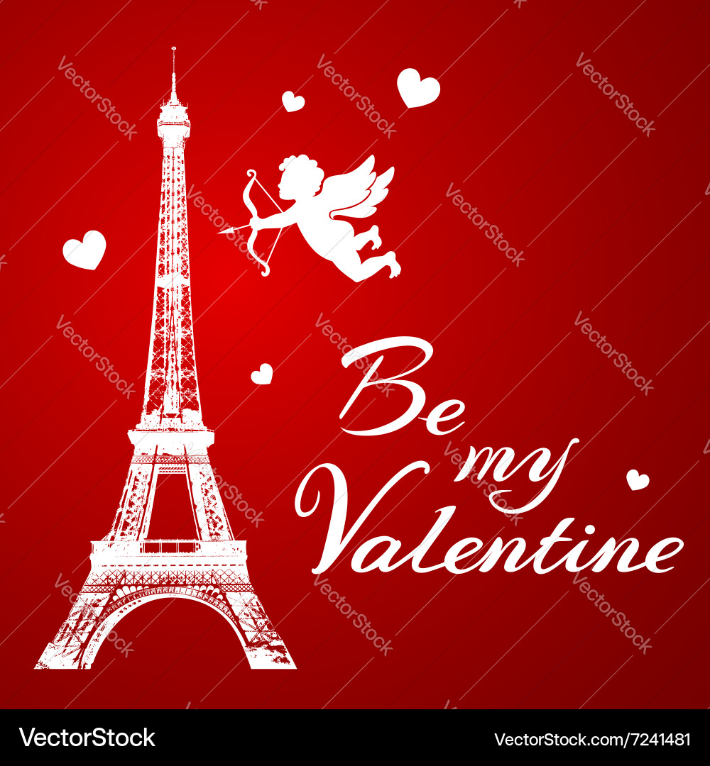 Romantic background with eiffel tower vector image