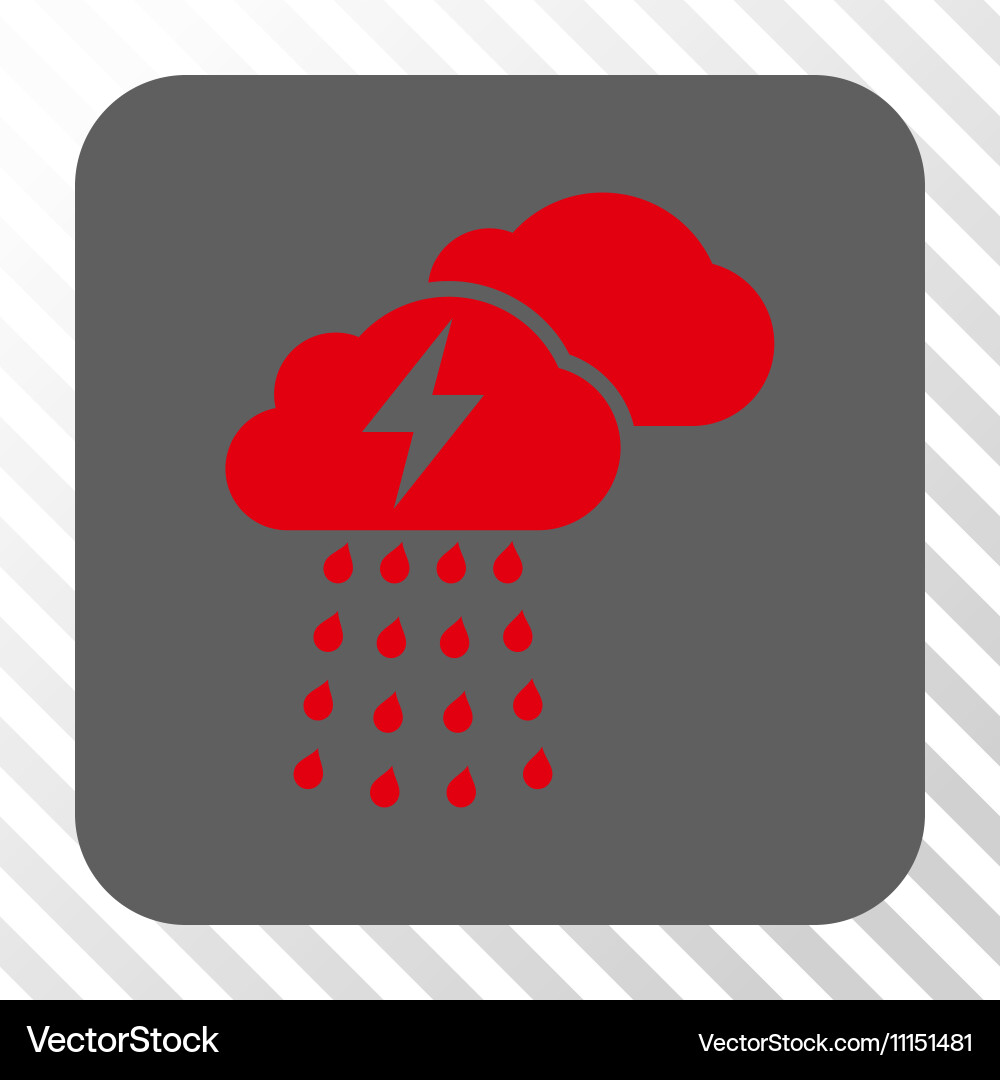 Thunderstorm clouds rounded square button vector image