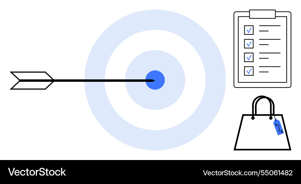 Achieving goals with precision target checklist Vector Image