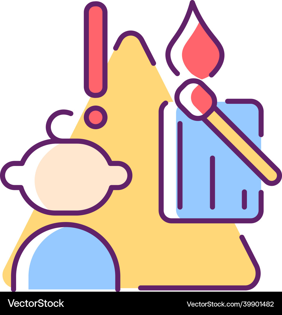 Child and matches candles rgb color icon Child and matches candles rgb color icon vector image