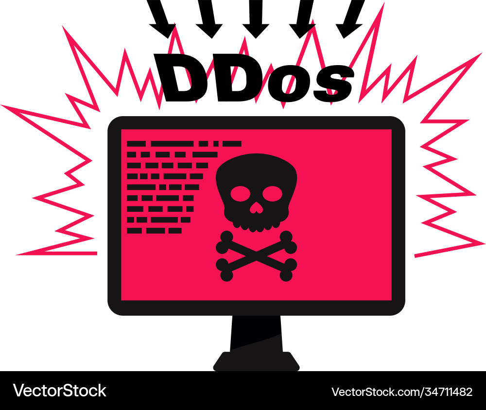 Ddos attacked computer composition vector image