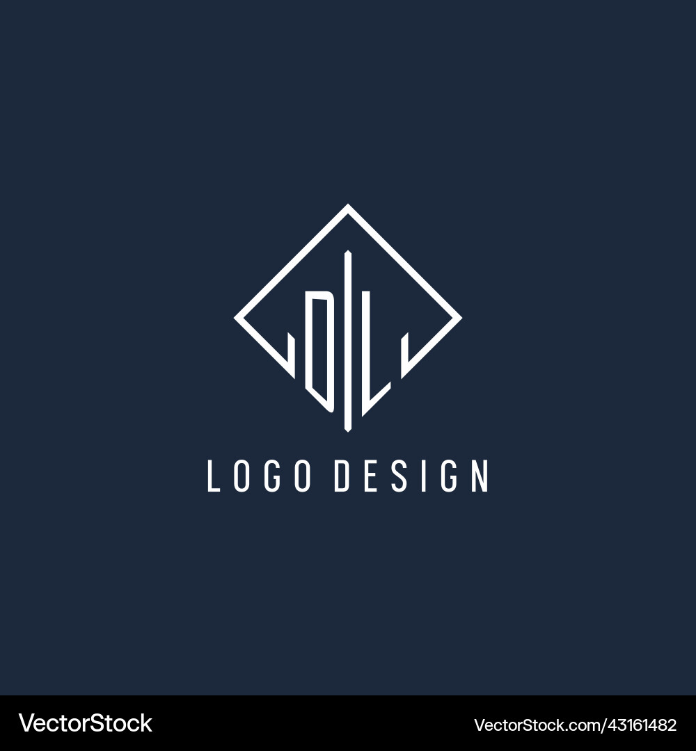 Dl initial logo with luxury rectangle style design vector image