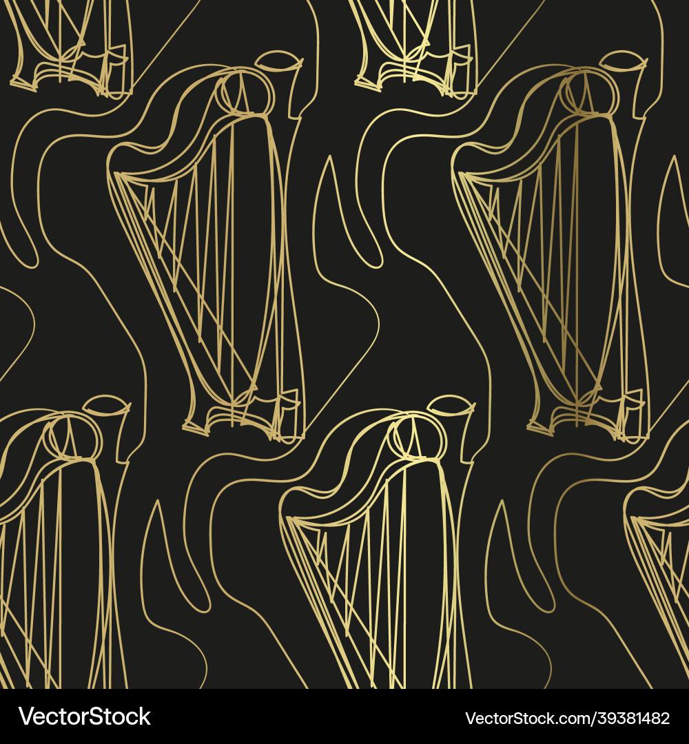 Harp sketch isolated design element vector image