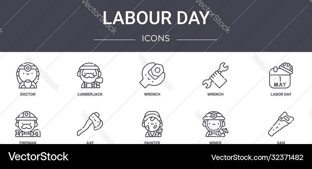 Labour day concept line icons set contains Labour day concept line icons set contains vector image