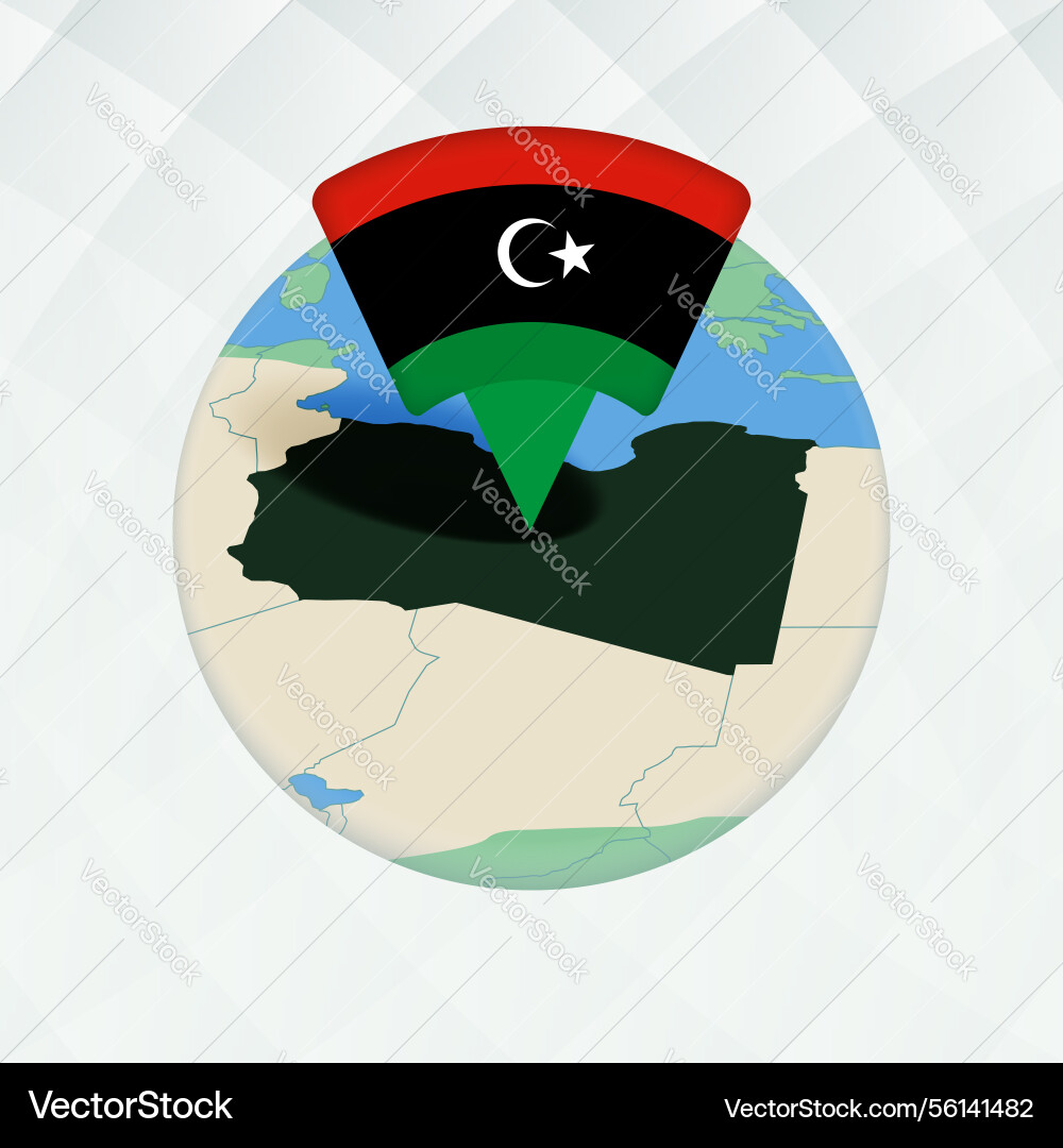 Libya map highlighted with flag marker Libya map highlighted with flag marker vector image