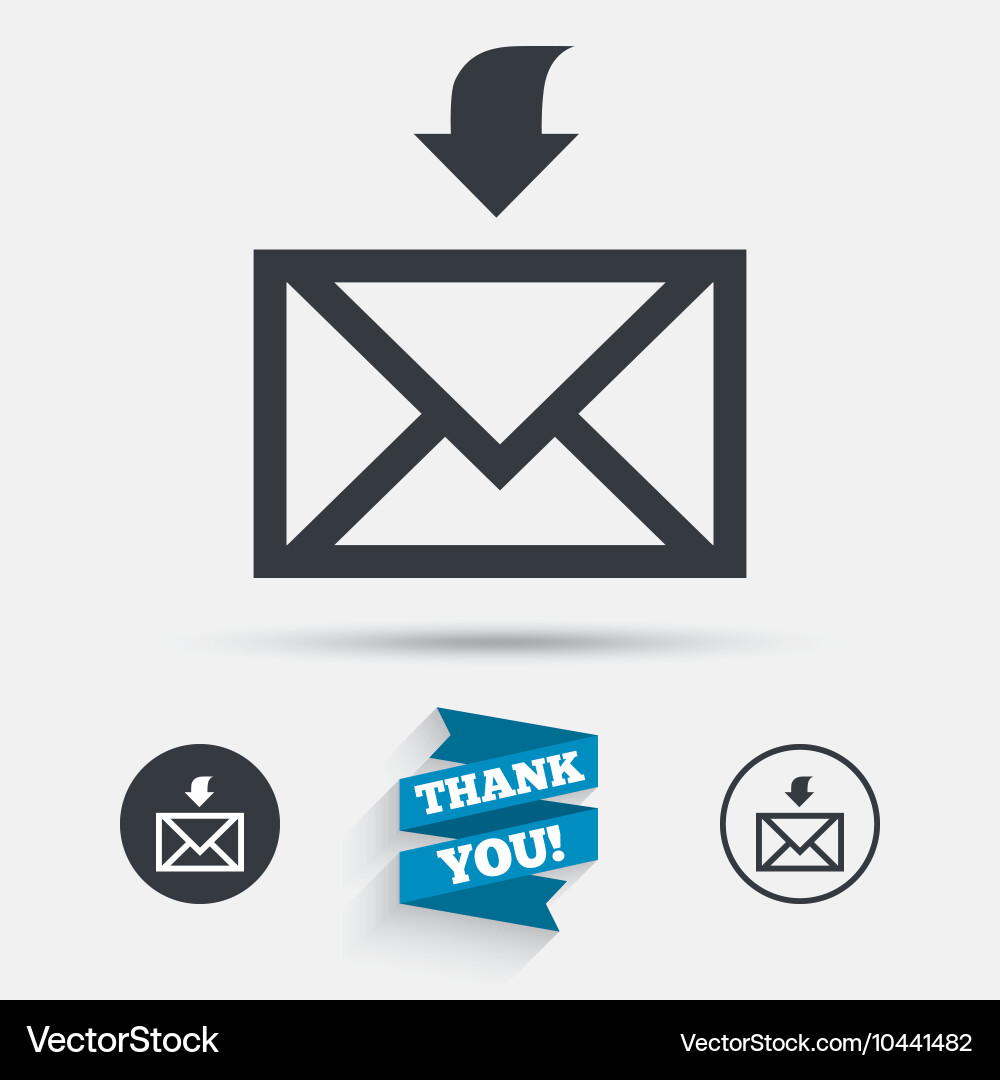 Mail receive icon envelope symbol get message vector image