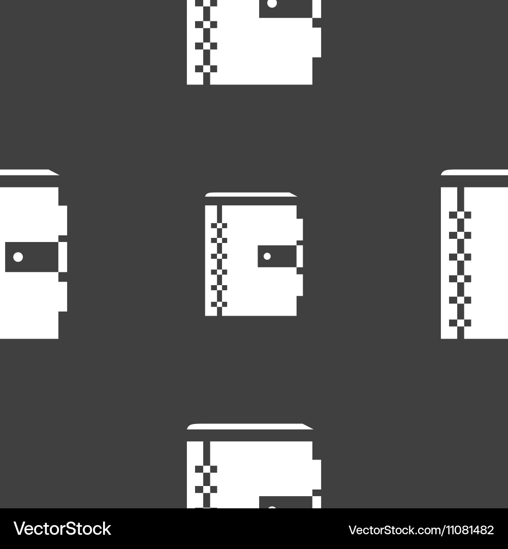 Notebook icon sign seamless pattern on a gray Vector Image