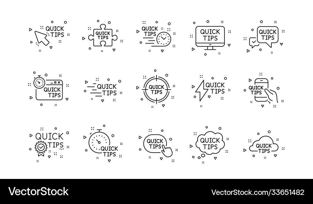 Quick tips line icons helpful tricks solution vector image