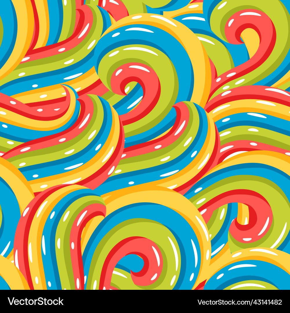 Seamless pattern with wave line curls color Seamless pattern with wave line curls color vector image