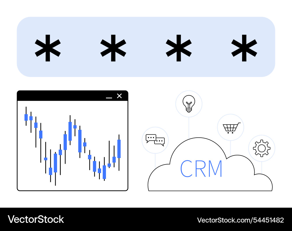 Secure password entry crm cloud computing Secure password entry crm cloud computing vector image
