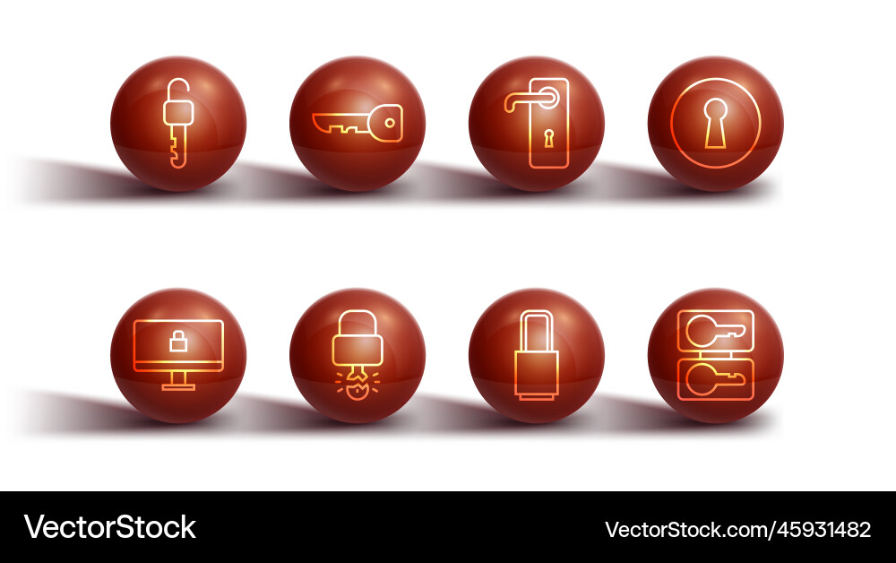Set line unlocked key lock on computer monitor Set line unlocked key lock on computer monitor Vector Image