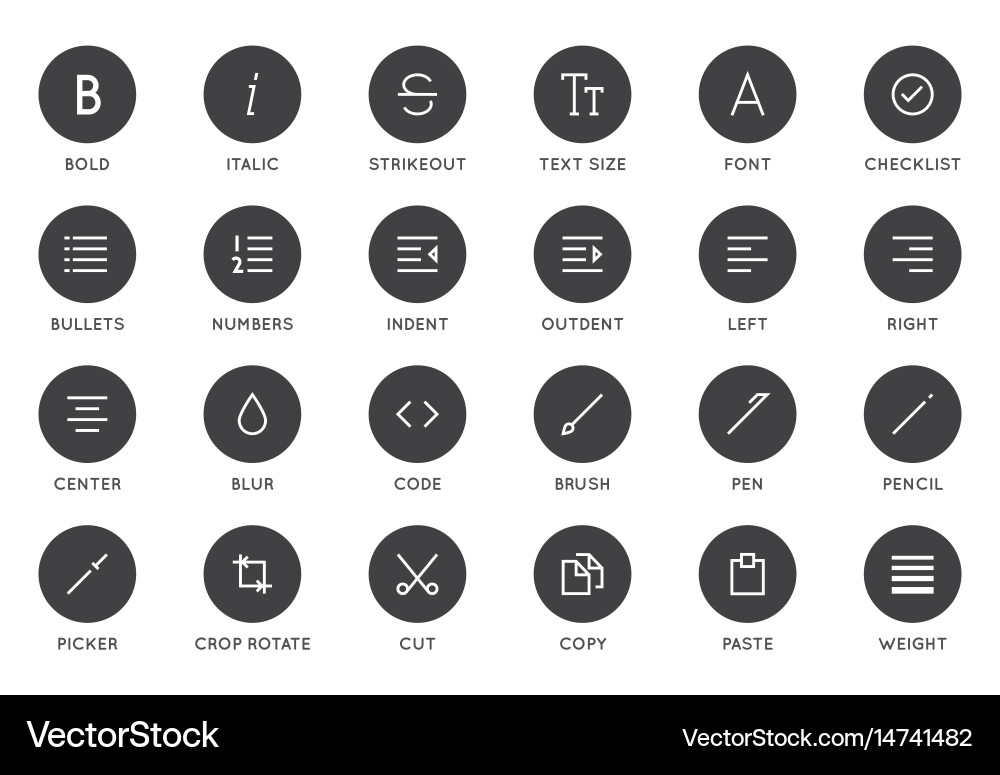 Textbearbeitung Benutzeroberfläche ui icon set high vektorbild