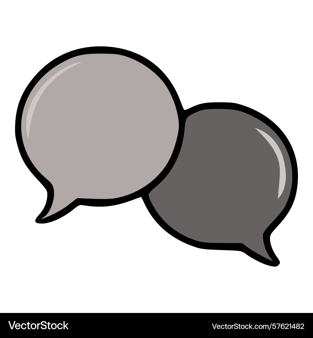 Two overlapping speech bubbles in gray and dark Two overlapping speech bubbles in gray and dark Vector Image