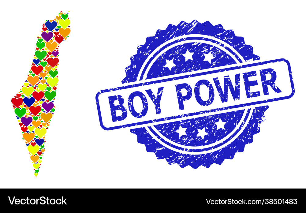 Boy Power Grunge Siegel und farbige Liebe Mosaikkarte Boy Power Grunge Siegel und farbige Liebe Mosaikkarte vektorbild