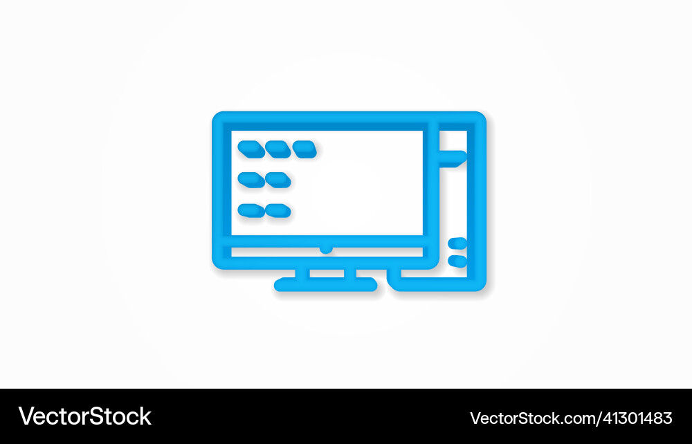 Computer desktop 3d realistic line icon Computer desktop 3d realistic line icon vector image