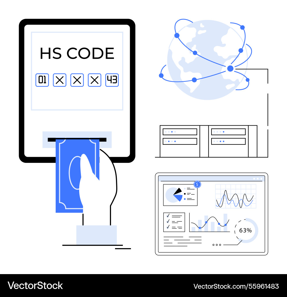 Digital trade system with hs code entry data Digital trade system with hs code entry data vector image