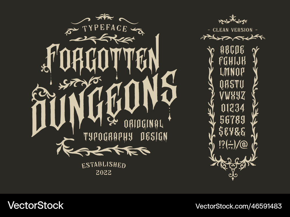 Dungeon Font - Gothic Typeface Vector Image