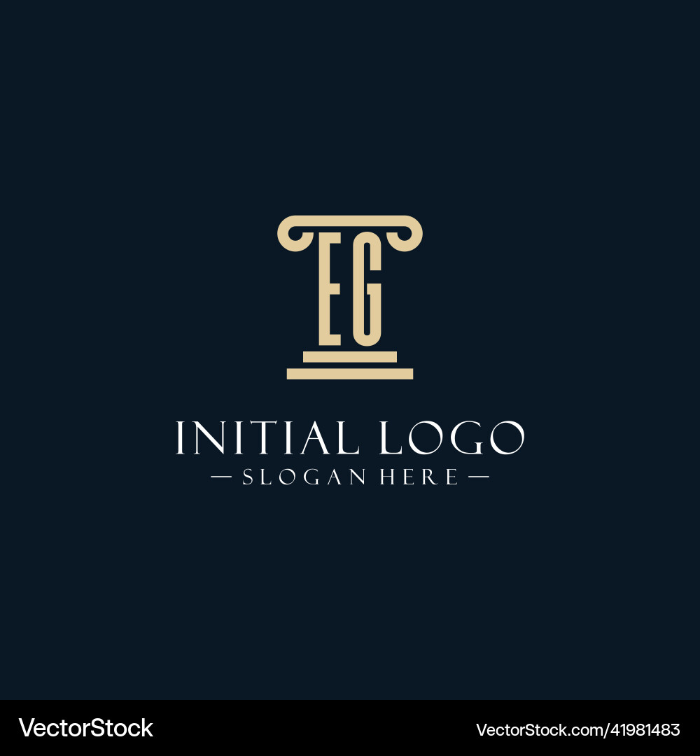 Eg initial monogram logos with pillar shapes style Eg initial monogram logos with pillar shapes style Vector Image