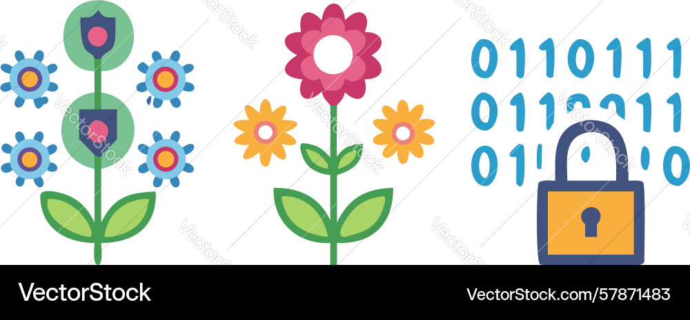 Floral cybersecurity with binary code design Vector Image