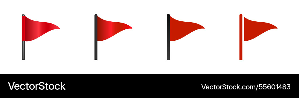 Four red flags in different styles vector image