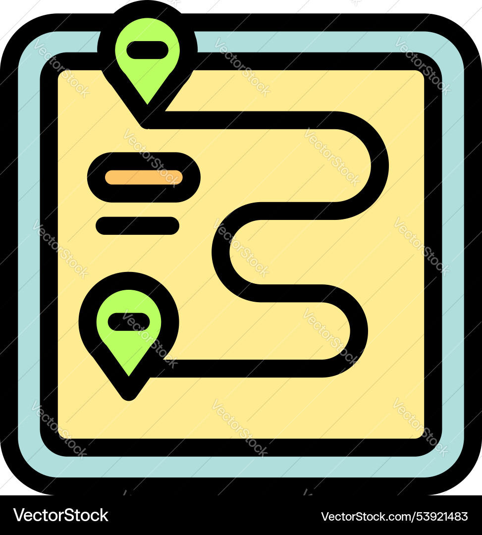 Gps navigation app showing route with pins Gps navigation app showing route with pins vector image
