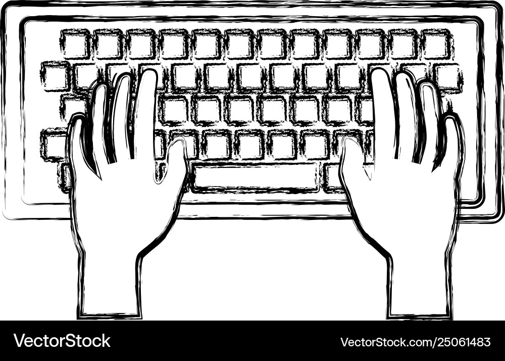 Hands using computer keyboard Hands using computer keyboard vector image
