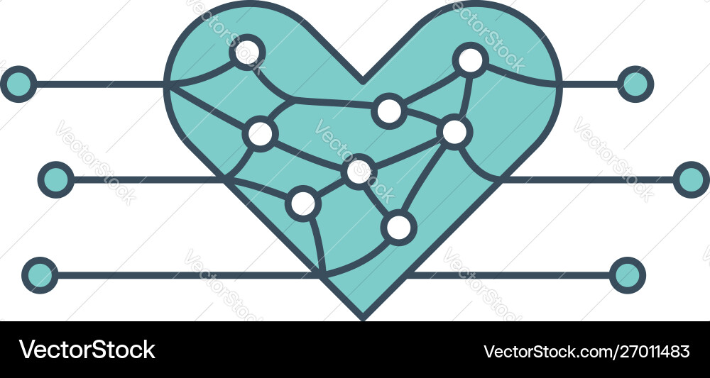 Heart icon with ai neural network inside Heart icon with ai neural network inside Vector Image
