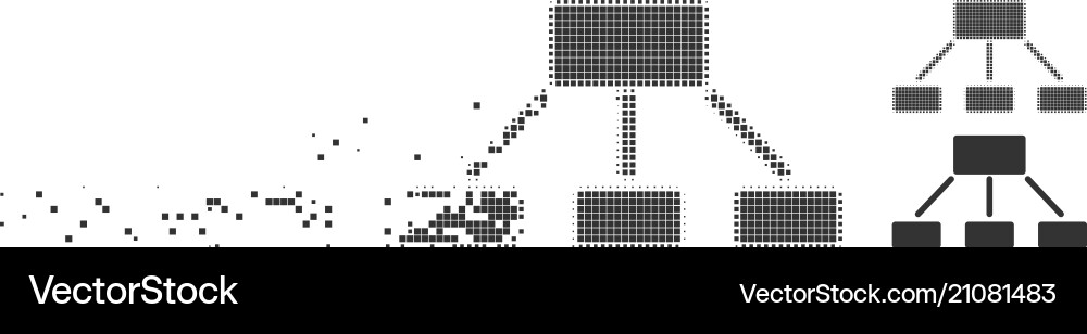 Hierarchy fractured pixel halftone icon Hierarchy fractured pixel halftone icon Vector Image