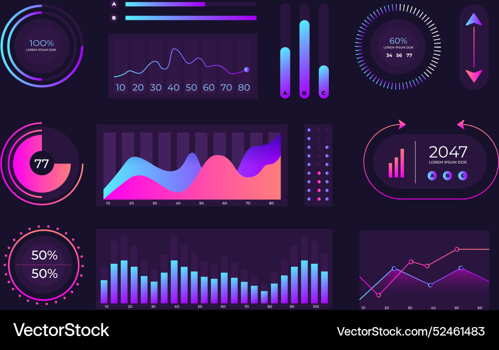 Infographic dashboard element collection Vector Image