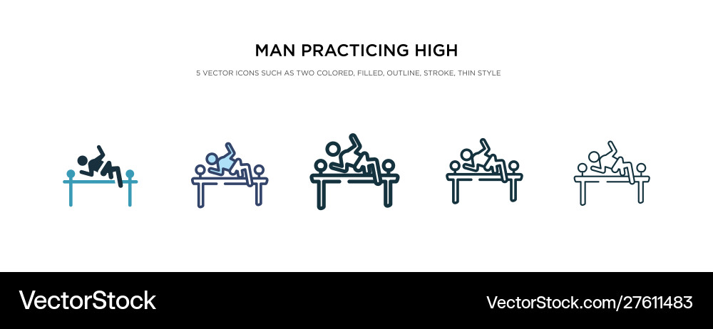 Man practicing high jump icon in different style vector image