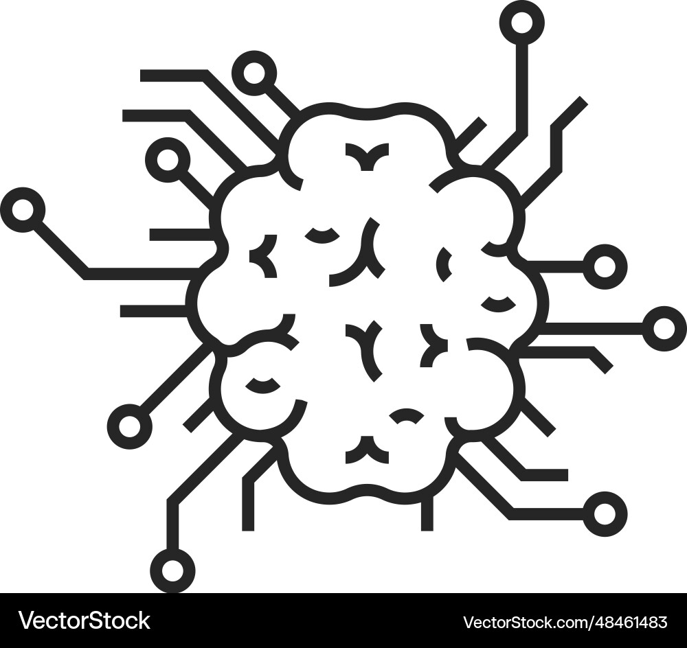 Neural technology linear icon brain science tech Neural technology linear icon brain science tech vector image