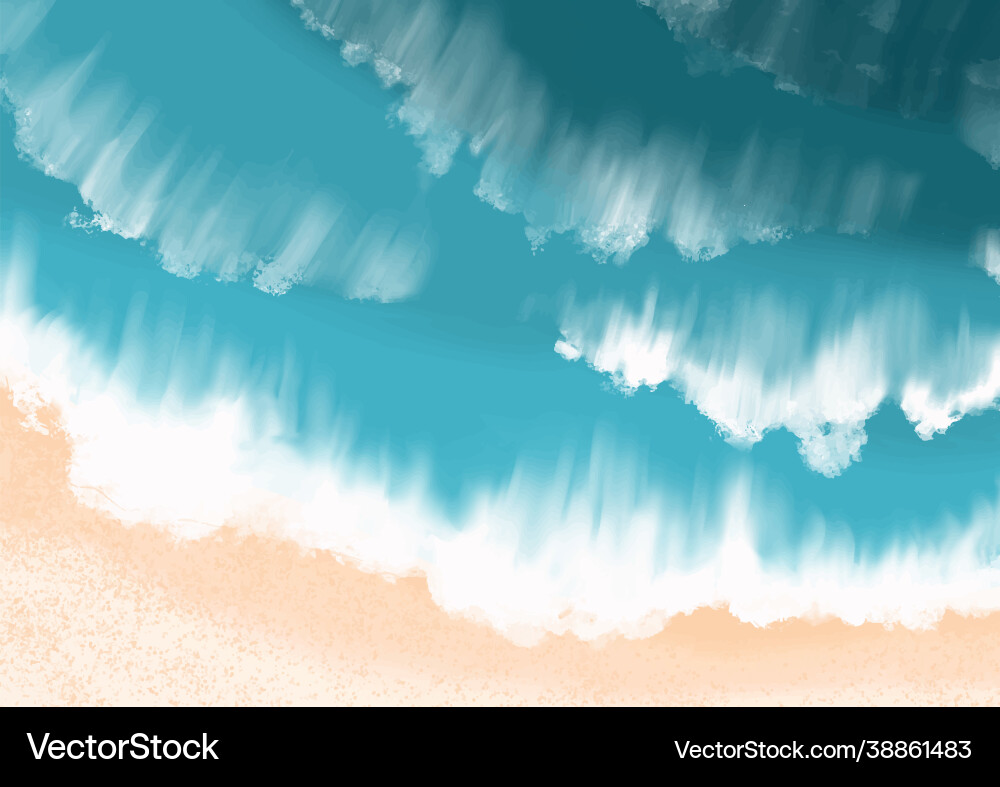 Ocean Waves on Sandy Beach Royalty Free Vector Image