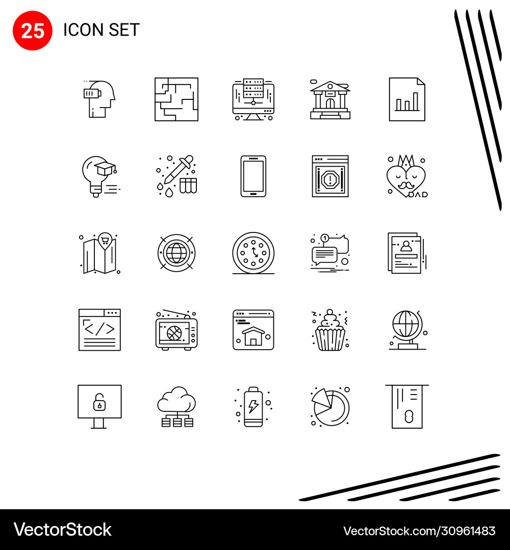 Pictograph set 25 simple lines graph Vector Image