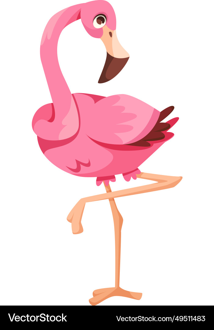 Pink flamingo character with long neck and legs Pink flamingo character with long neck and legs vector image