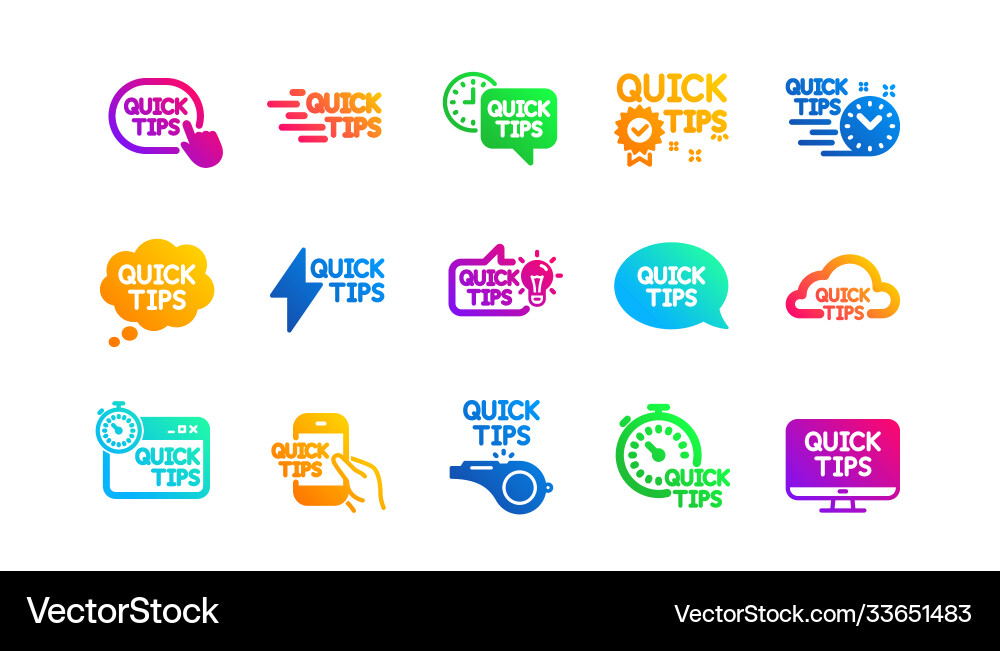 Quick tips icons helpful tricks solution Vector Image