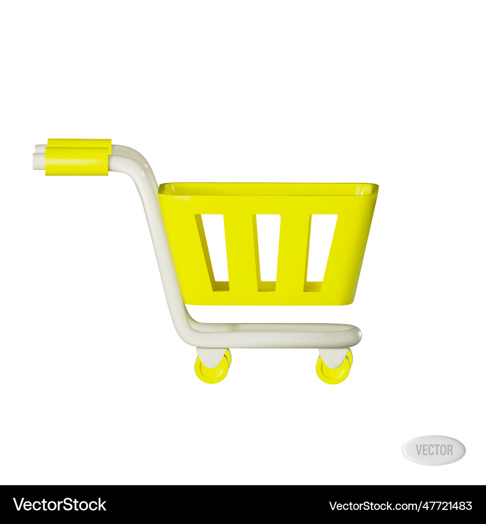Render of a yellow empty cart on wheels Render of a yellow empty cart on wheels vector image