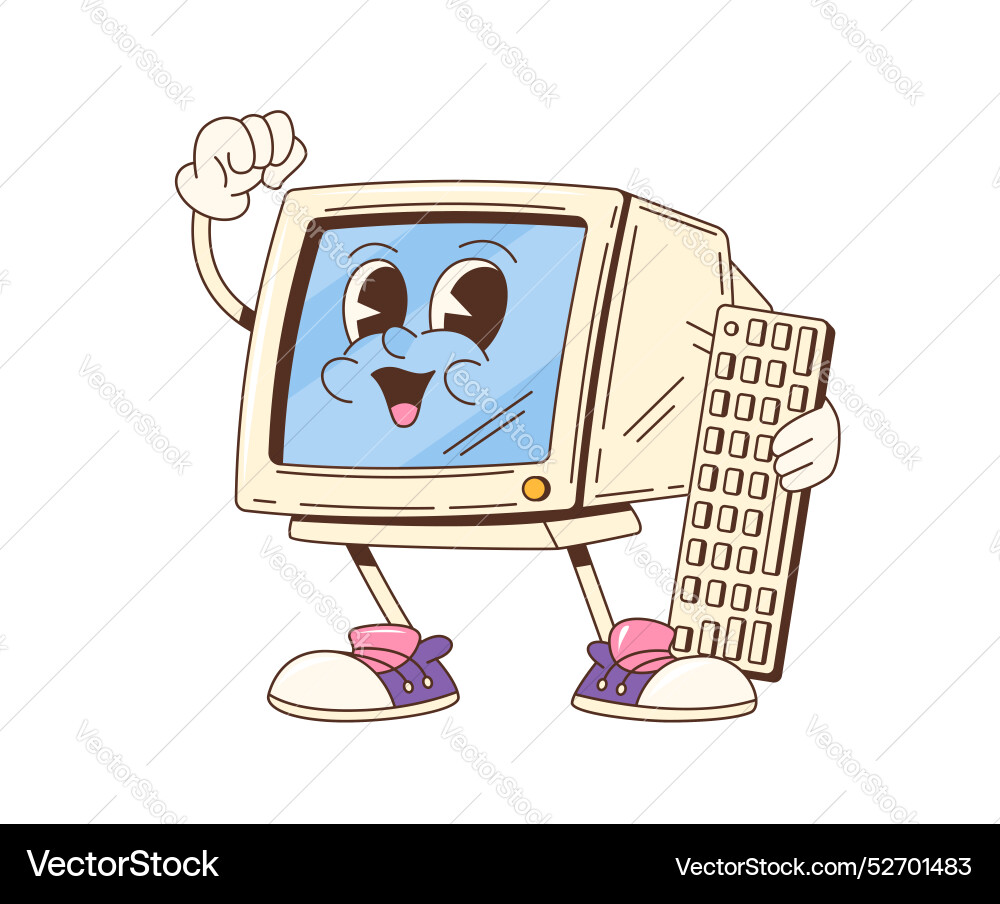 Retro 70s Computer Character vector image