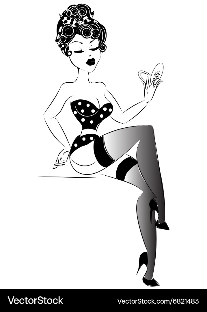 Retro Pin-Up Girl in Lingerie Vector Image