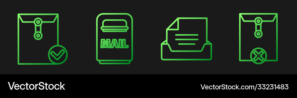 Set line drawer with document envelope and check Set line drawer with document envelope and check vector image