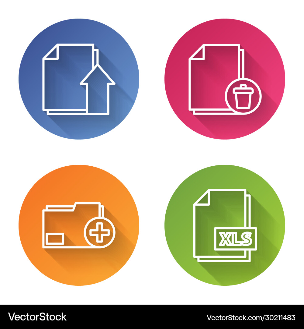 Set line upload file document delete Set line upload file document delete vector image