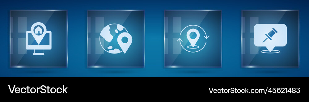 Set monitor with map location the globe Set monitor with map location the globe vector image