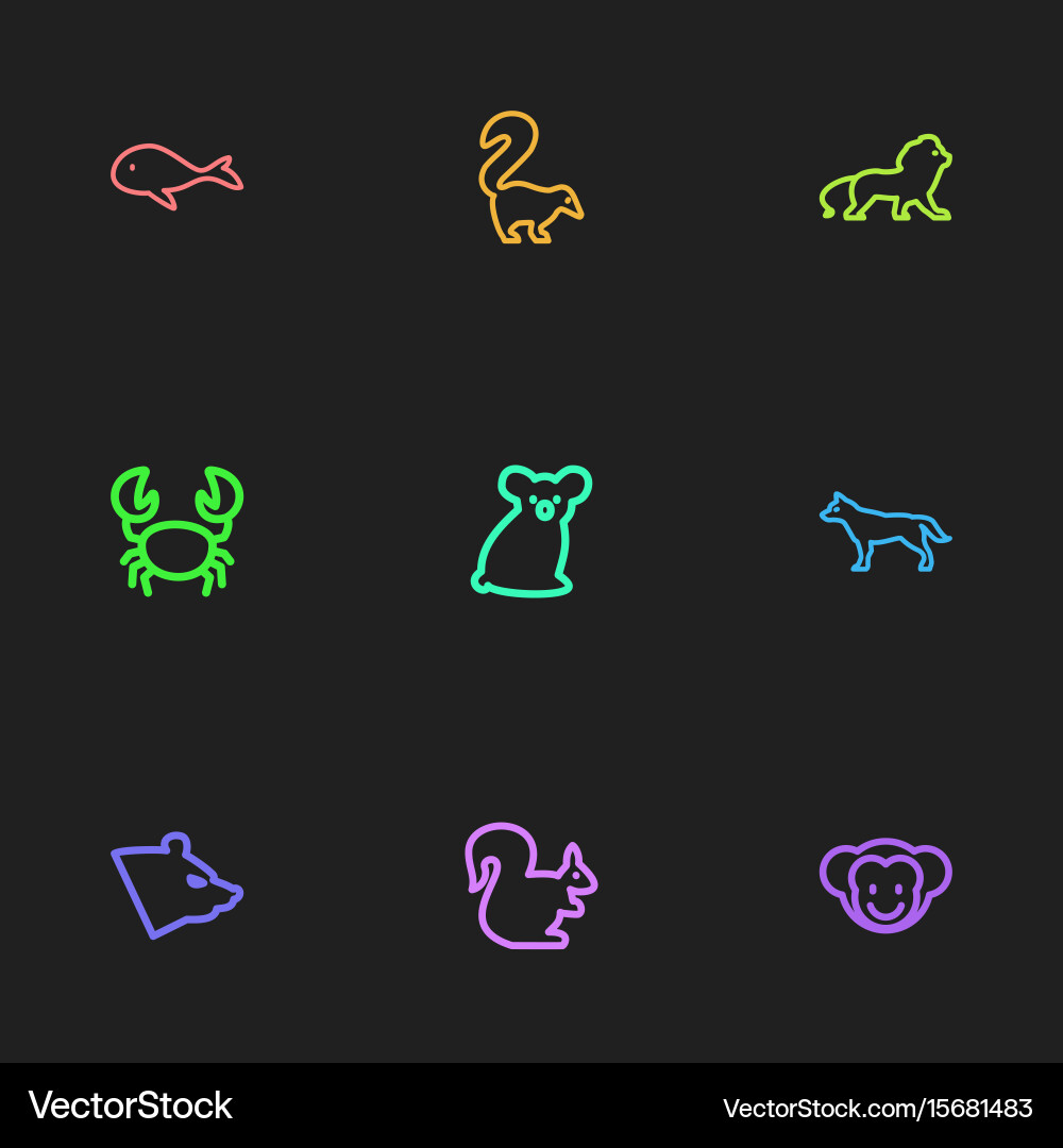 Set of 9 editable zoo icons includes symbols Vector Image
