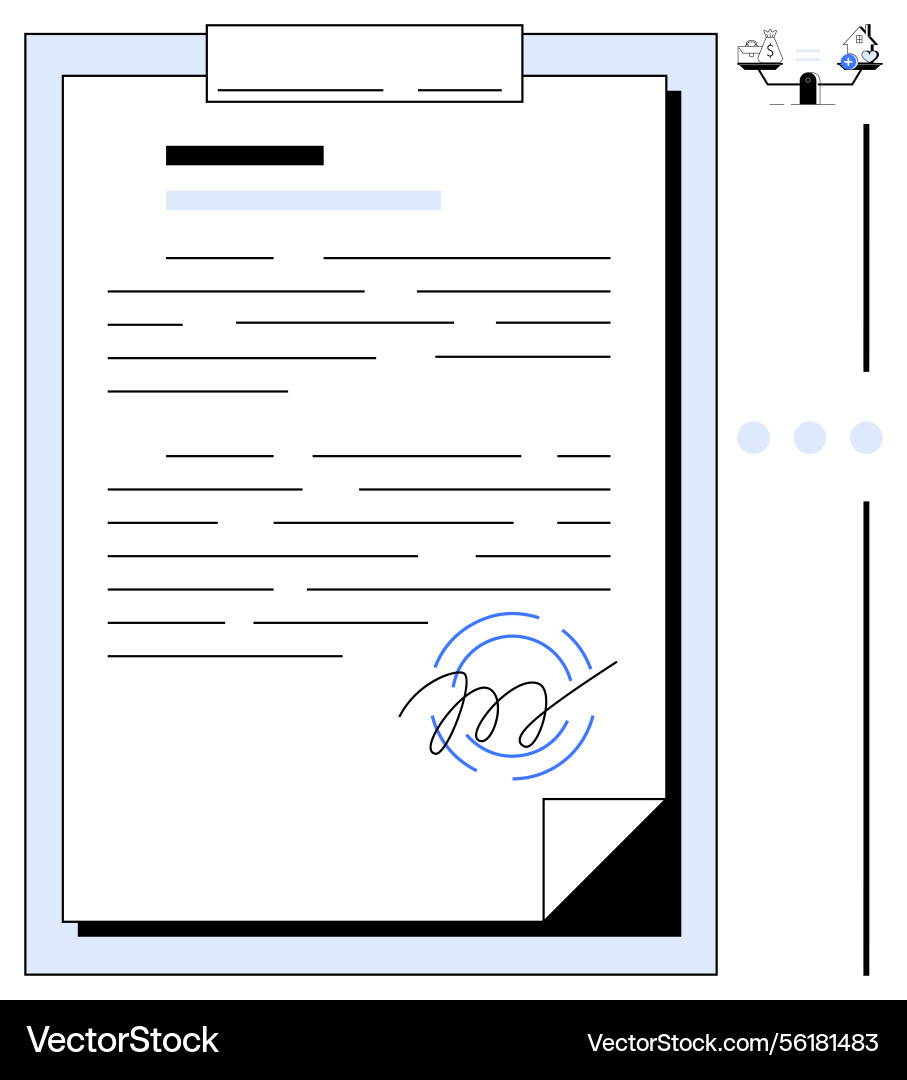 Signed document on clipboard with abstract Signed document on clipboard with abstract vector image
