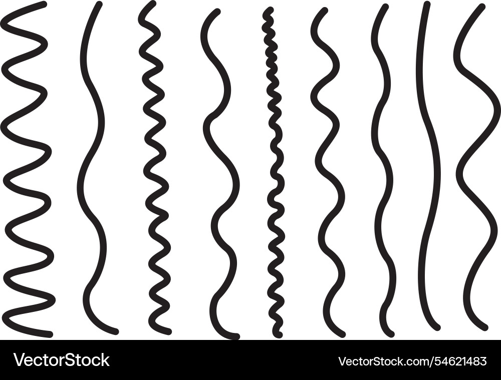 Simple outline wavy lines in a neat collection Simple outline wavy lines in a neat collection vector image