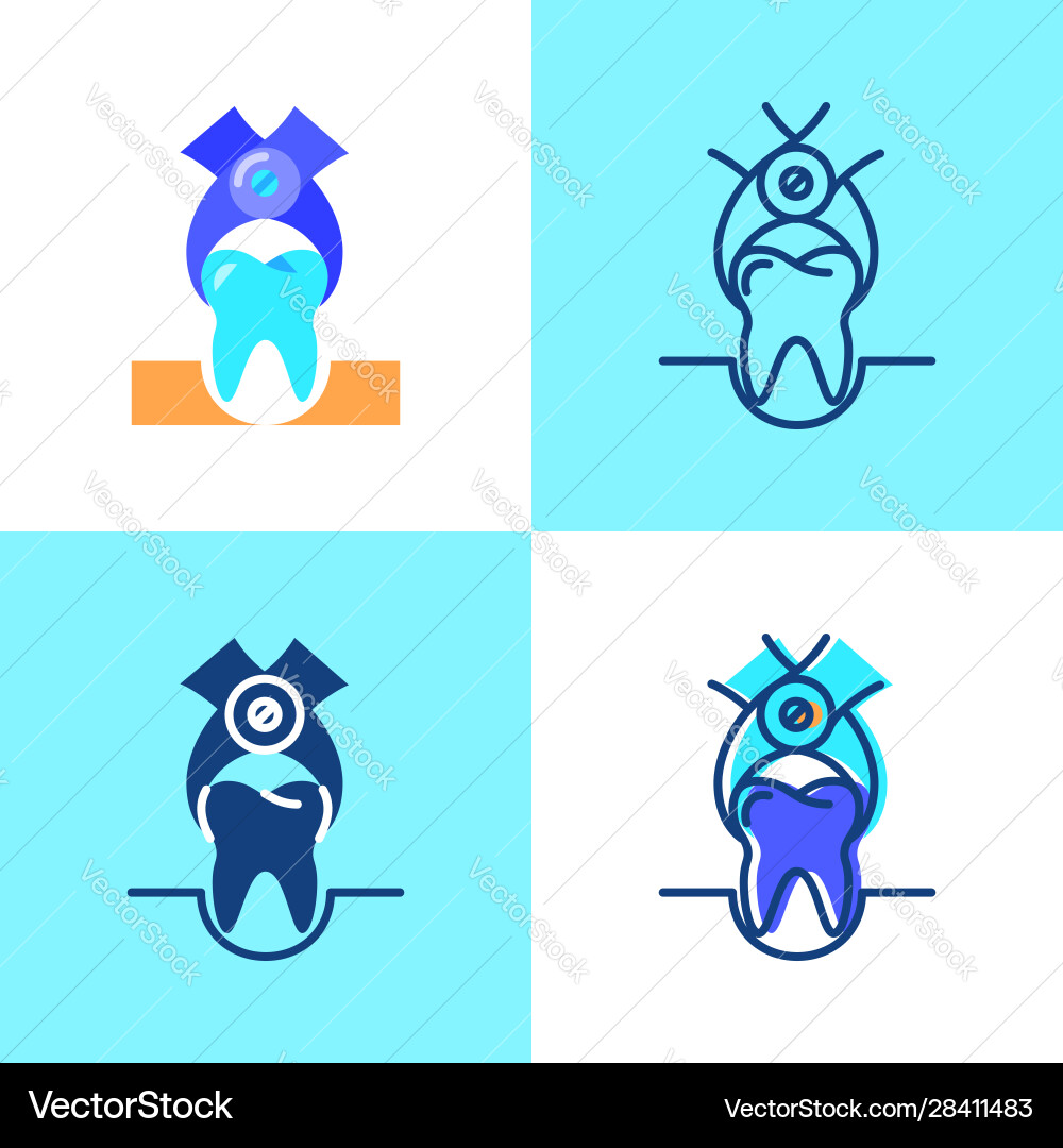Tooth extraction icon set in flat and line style Tooth extraction icon set in flat and line style Vector Image